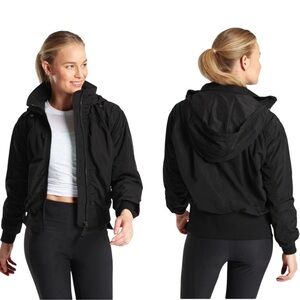 Athleta Point Reyes Bomber Jacket Size Large Black Activewear Capsule Wardrobe
